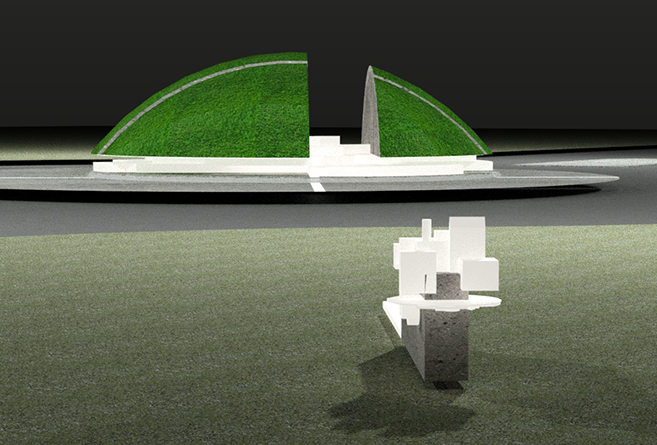 Urban Art Proposal—"A Time Wheel" for Faxe roundabout, tracing city growth through quarry fractures 3