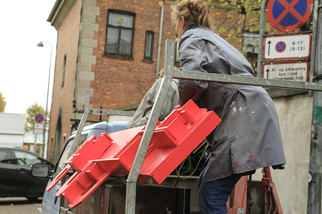 Urban art in Helsingør—A red thread weaving through Toldkammeret, linking maritime past to present - Process 2
