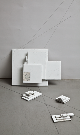 Glazed concrete art from 2010, blending ceramics and architecture to explore light, form, and surface at Guldagergård residency. 5