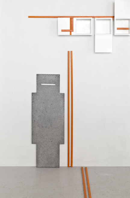 An exhibition at Marsden Woo Gallery exploring the interplay between architectural drawings, digital mapping, and spatial reality through abstraction and materiality. 5