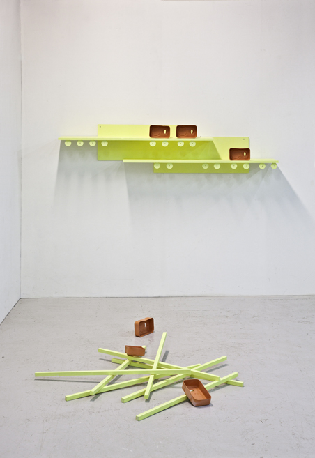 Ceramic installations inspired by childhood soapbox cars, exploring time, memory, and space at Gallery 21 in Malmö. 16