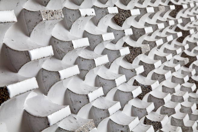 The Displacements exhibition at Grimmerhus reimagined space with glazed concrete, exploring tension, form, and material dialogue in a historic setting. 16